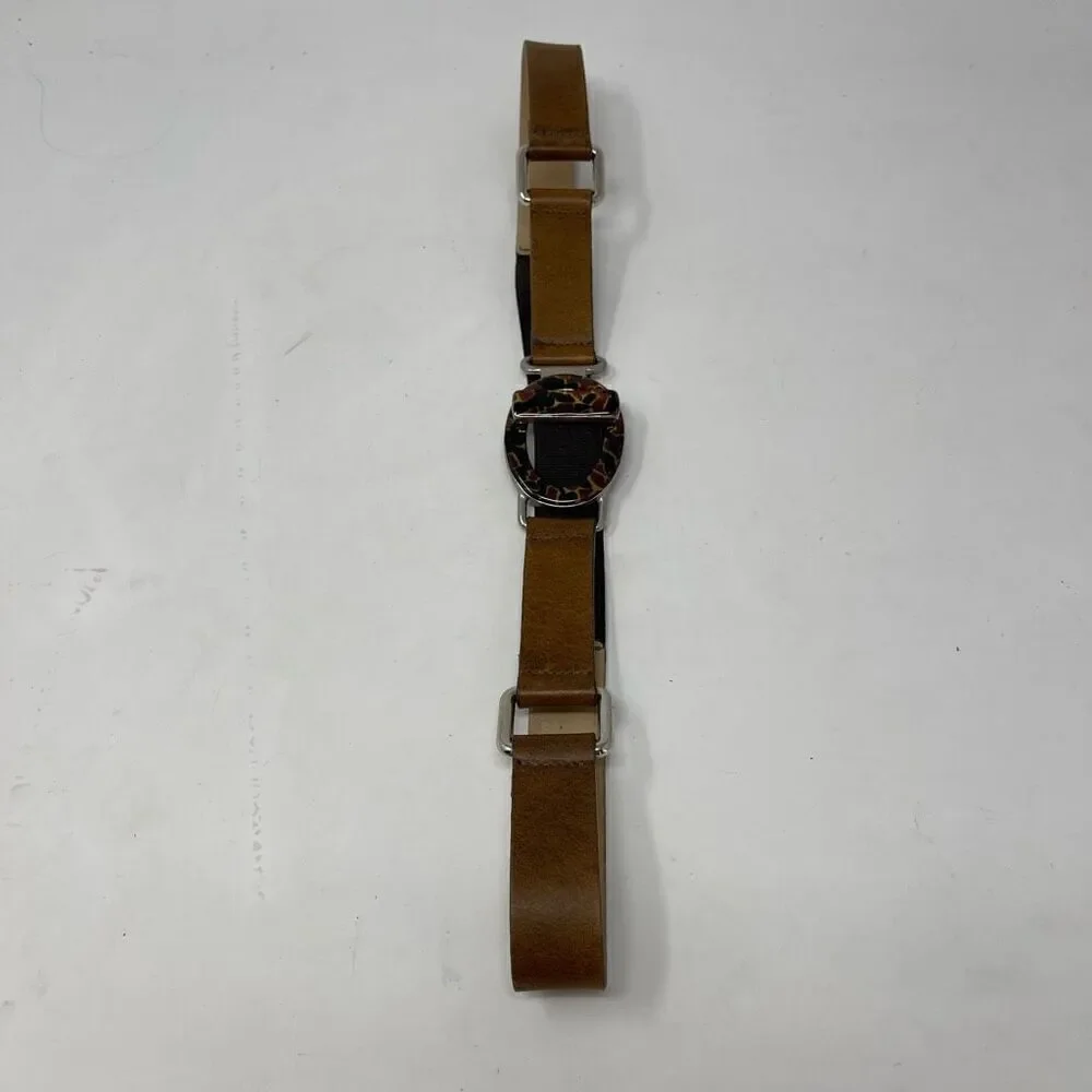 Noel Asmar Tan Brown Toggle Buckle Made In Italy Leather Waist Belt OS